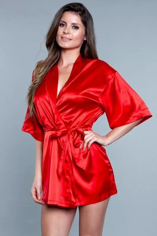 Kimono de satén Getting Ready - Rojo