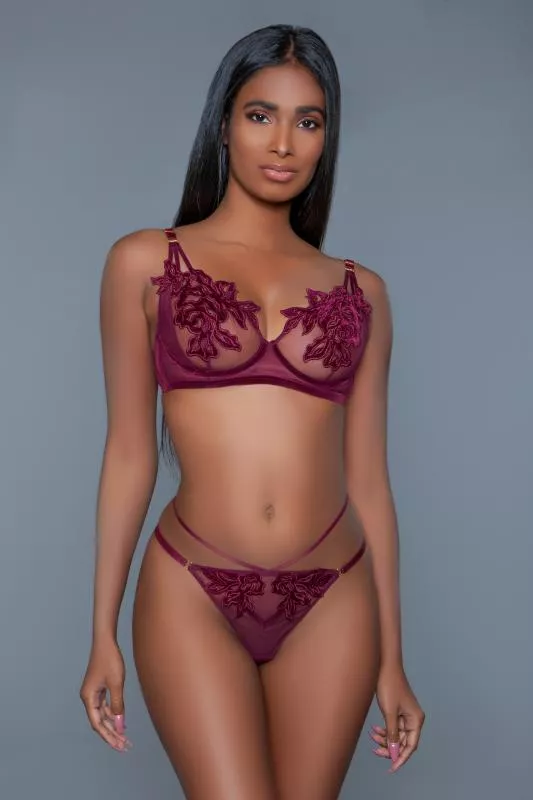 Conjunto de sujetador Evangeline - Burdeos