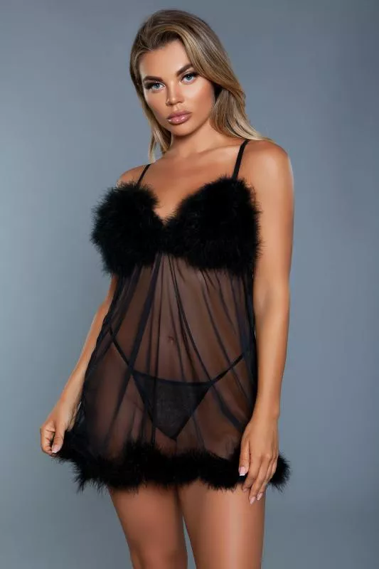 Picardías con tanga Farah - Negro