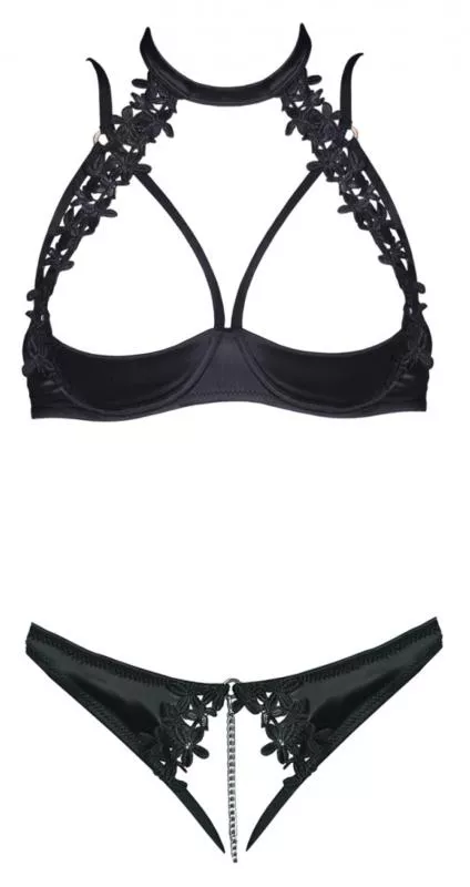 Conjunto de sujetador provocativo con tanga sin entrepierna