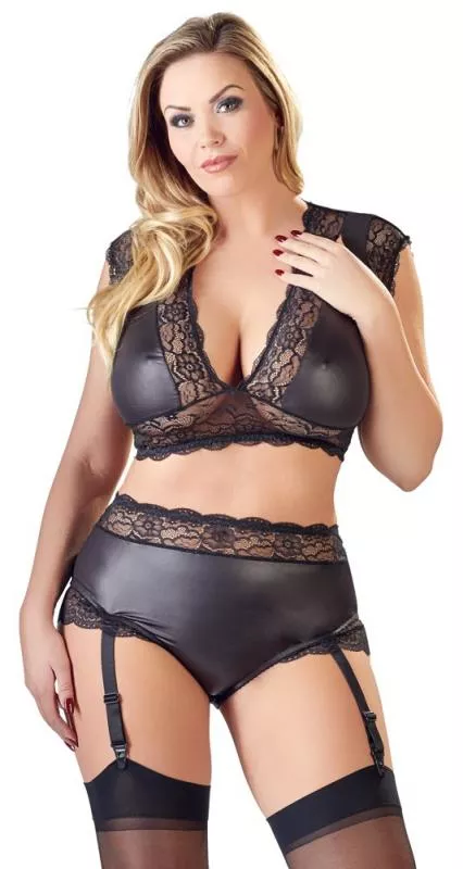 Conjunto De Sujetador Sensual De 2 Piezas Con Efecto Mojado - Curvy En Oferta Conjunto De Sujetador Sensual De 2 Piezas Con Efecto Mojado - Curvy