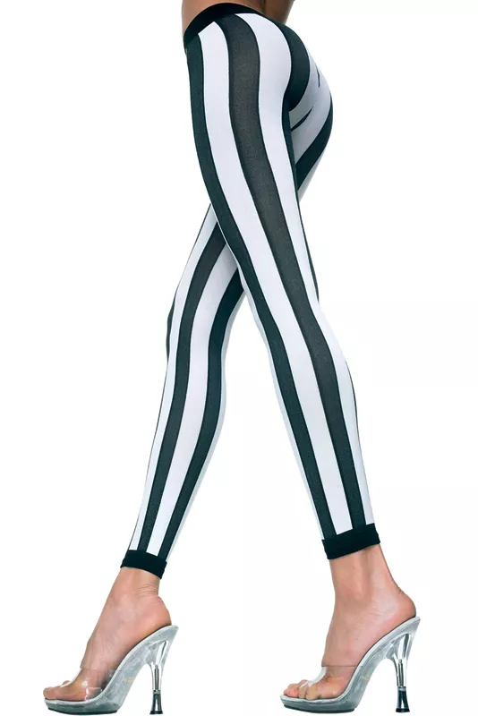 Leggings de rayas verticales - Negro / Blanco