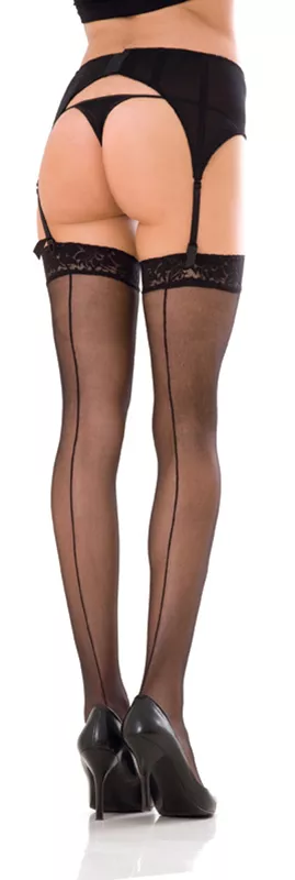 Top de encaje pura muslo alto w. costura trasera