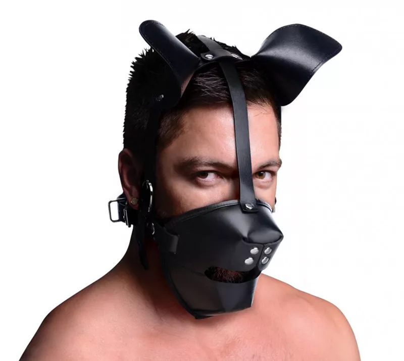 Puppy Play Máscara con mordaza de bola - Negro