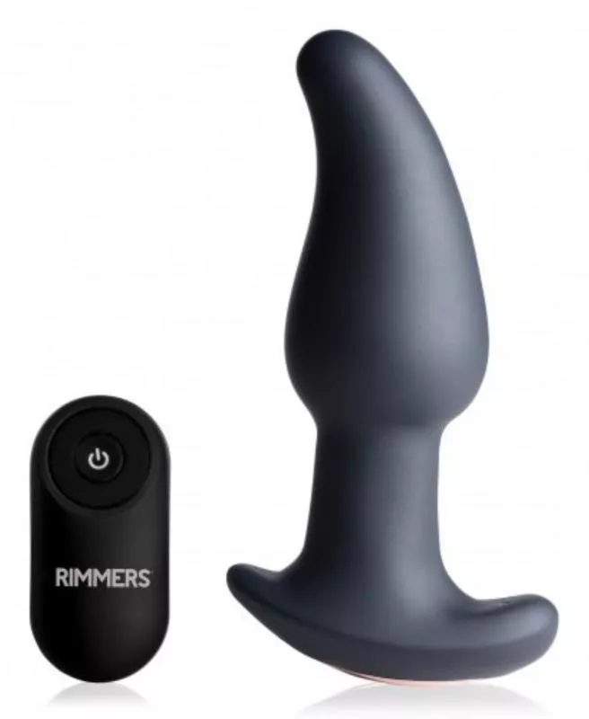 Plug Anal vibrador con efecto beso negro Gyro-M y mando a distancia