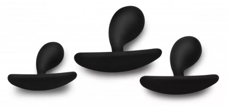 Entrenador anal curvo Dark Droplets: juego de 3