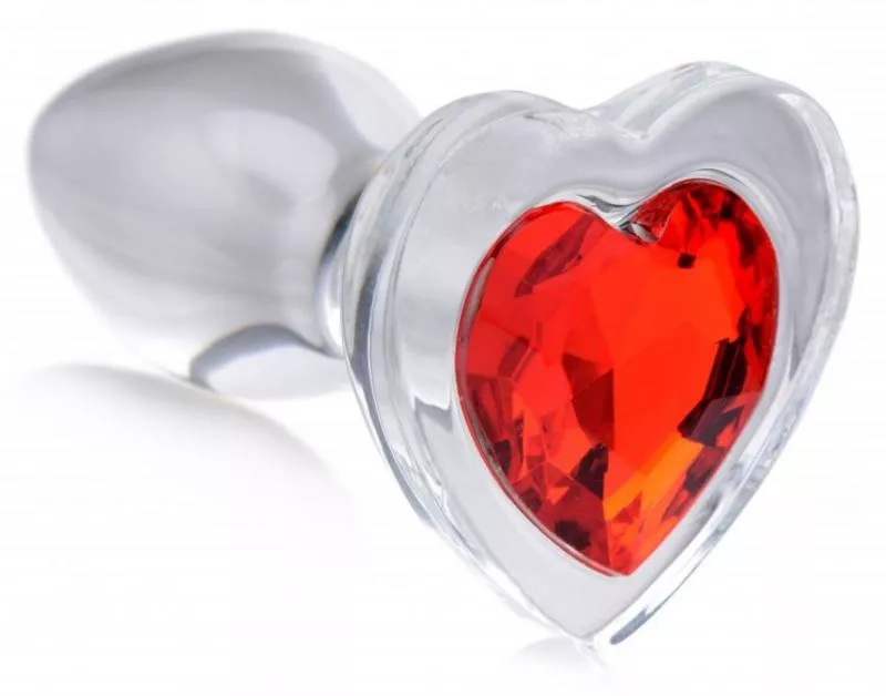 Plug Anal De Cristal Con Joya Roja Con Forma De Corazón - Pequeño En Oferta Plug Anal De Cristal Con Joya Roja Con Forma De Corazón - Pequeño