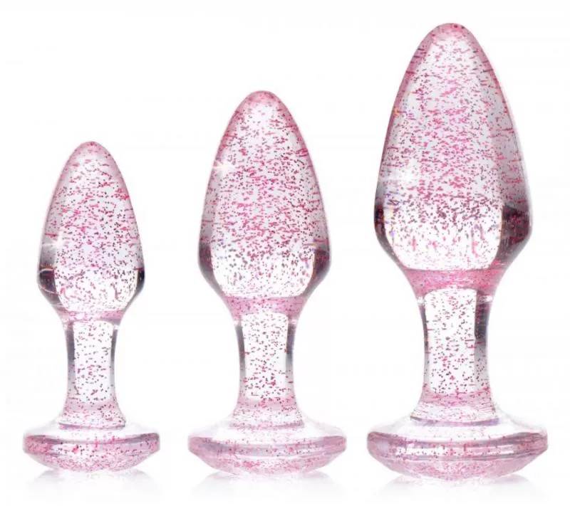 Juego de plugs anales con joya brillante - Rosa