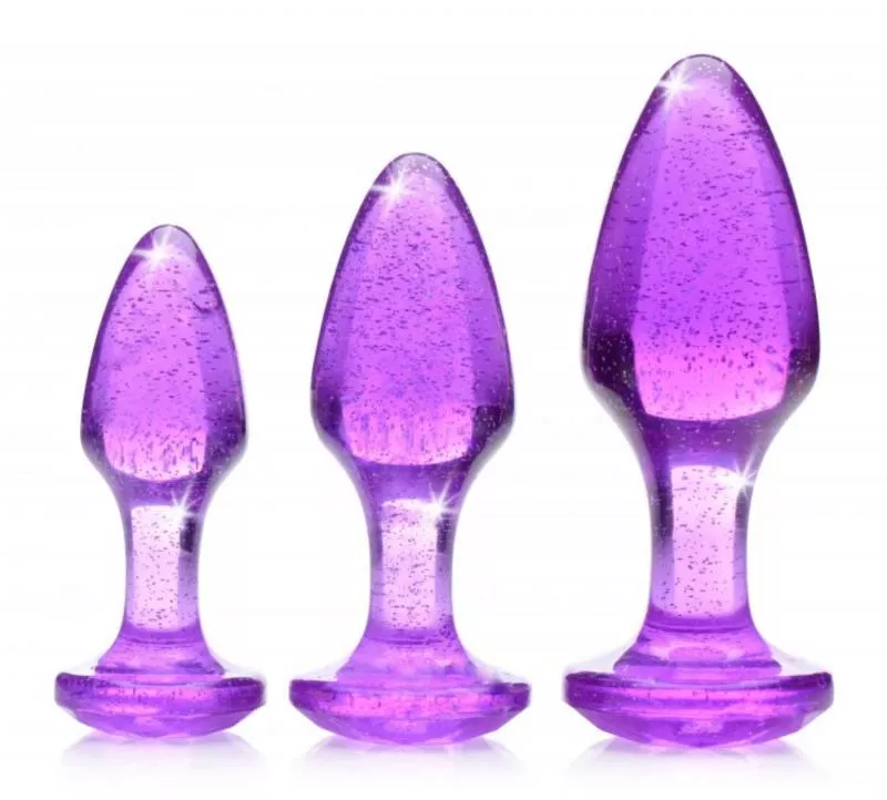 Juego De Plugs Anales Con Joya Brillante - Violeta En Oferta Juego De Plugs Anales Con Joya Brillante - Violeta