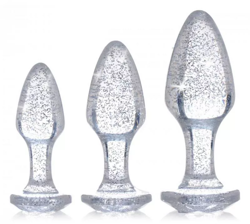 Juego de plugs anales con joya brillante - Plateado