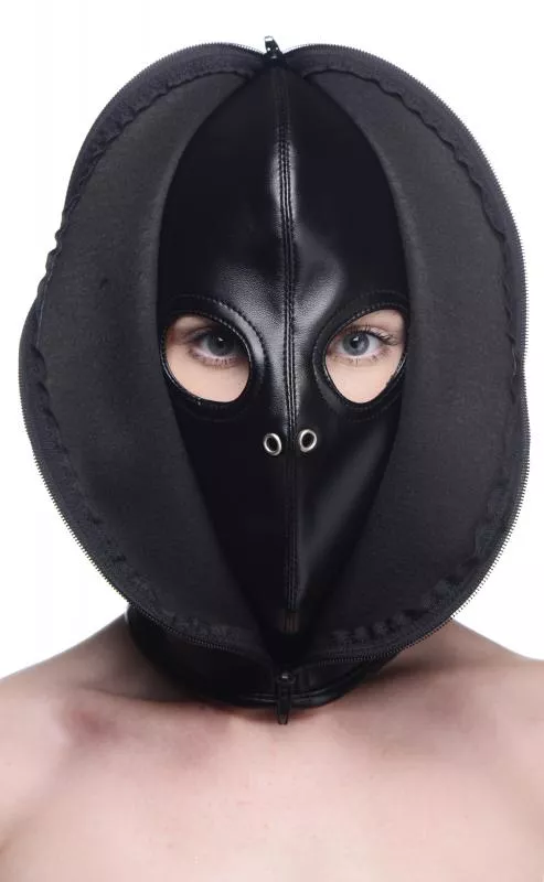 Capucha de bondage con cremallera delantera