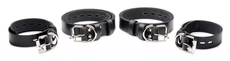 Juego de arneses de bondage de cuero de 4 piezas