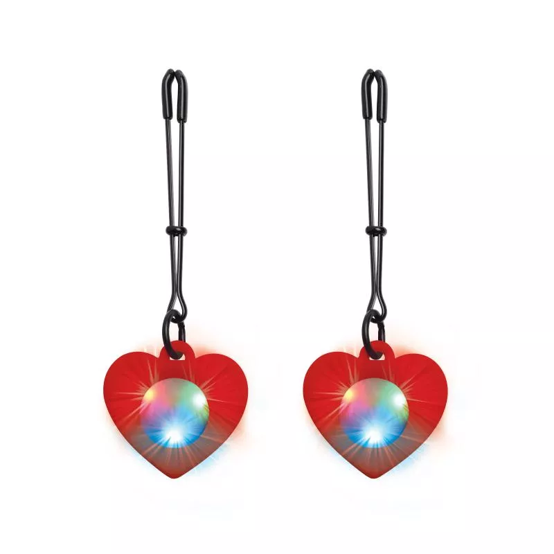 Charmed - Pinzas para pezones en forma de corazón con luces LED