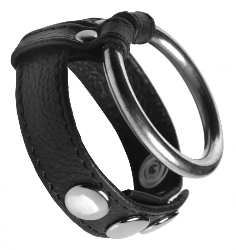 Anillo de cuero para el pene con anillo de metal de Cock Gear
