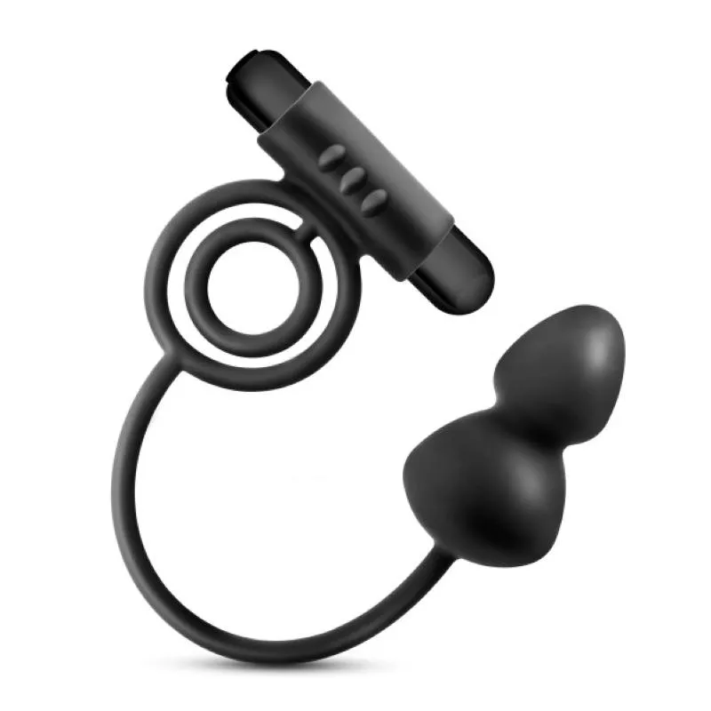 Anal Adventures Platinum - Plug anal con anillo vibrador para el pene