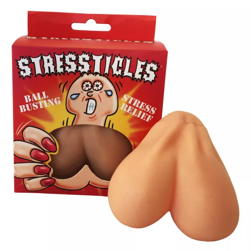 Bola antiestrés con forma de testículos