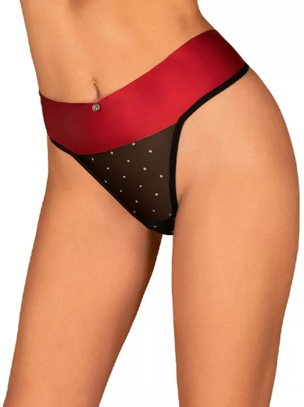 Tanga con lazo sensual - Negro/rojo