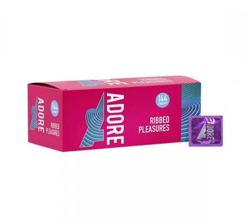 Condones de placer acanalados Adore 144 piezas