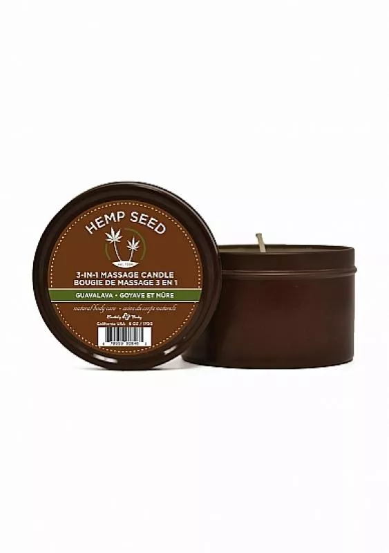 Vela para masajes con semillas de cáñamo - Guayaba