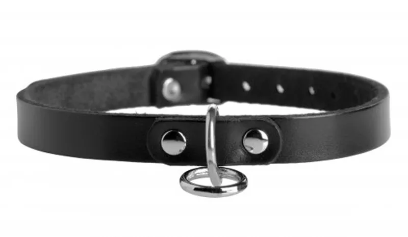 Gargantilla de cuero unisex con junta tórica