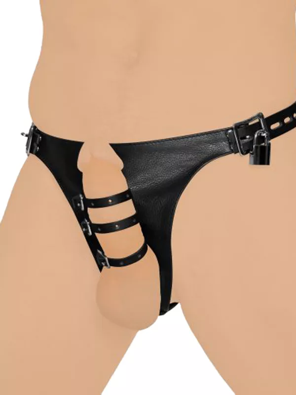 Strict Leather - Arnés de cuero con 3 correas de pene