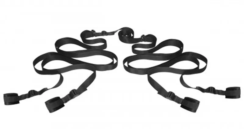 XR Brands - Conjunto de Bondage para la Cama Hold Me - Negro
