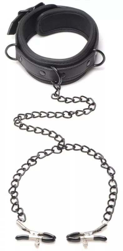 Collar Temptress con pinzas para los pezones