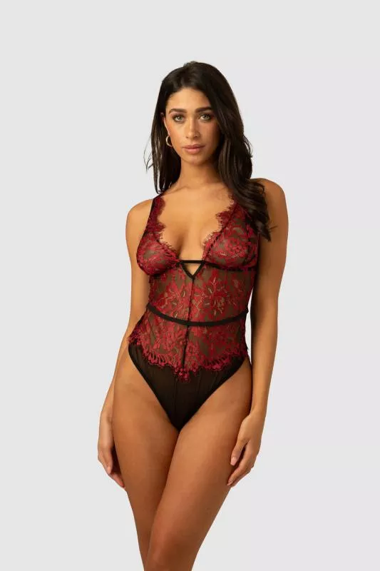 Body De Lujo Fleur De Plaisir - Negro/Rojo En Oferta Body De Lujo Fleur De Plaisir - Negro/Rojo