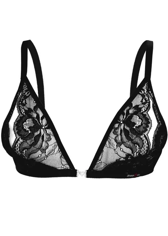 Bralette abierto con aros Secrets - Negro