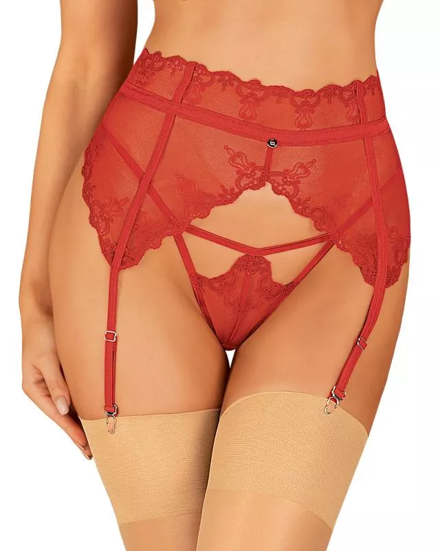 Liguero de encaje Lonesia - Rojo