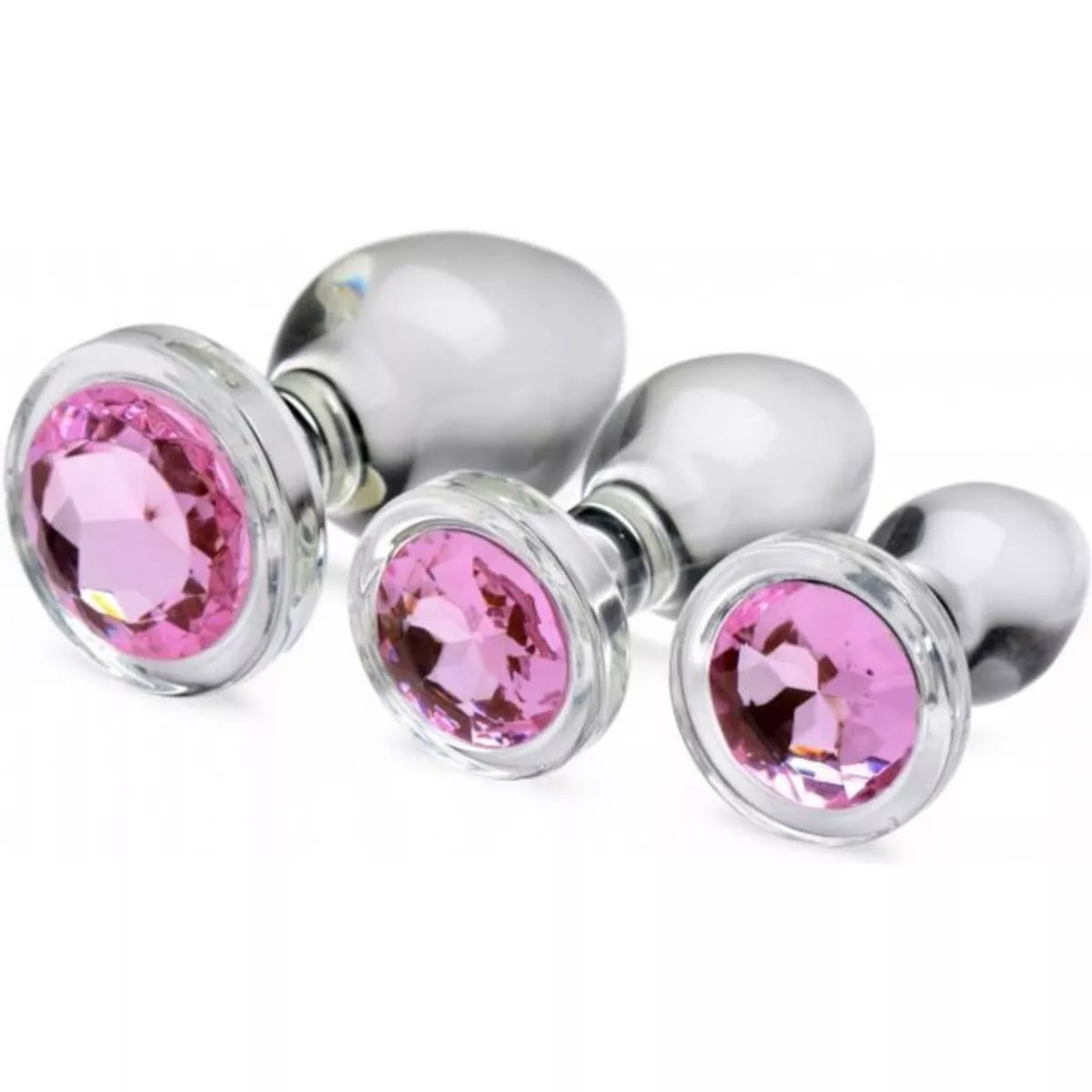 Juego De Plugs Anales De Cristal Con Joya Rosa En Oferta Juego De Plugs Anales De Cristal Con Joya Rosa