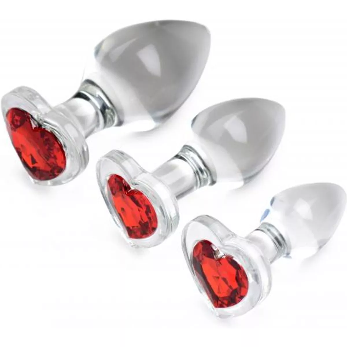 Juego De Plugs Anales De Cristal Con Joya Roja Con Forma De Corazón En Oferta Juego De Plugs Anales De Cristal Con Joya Roja Con Forma De Corazón