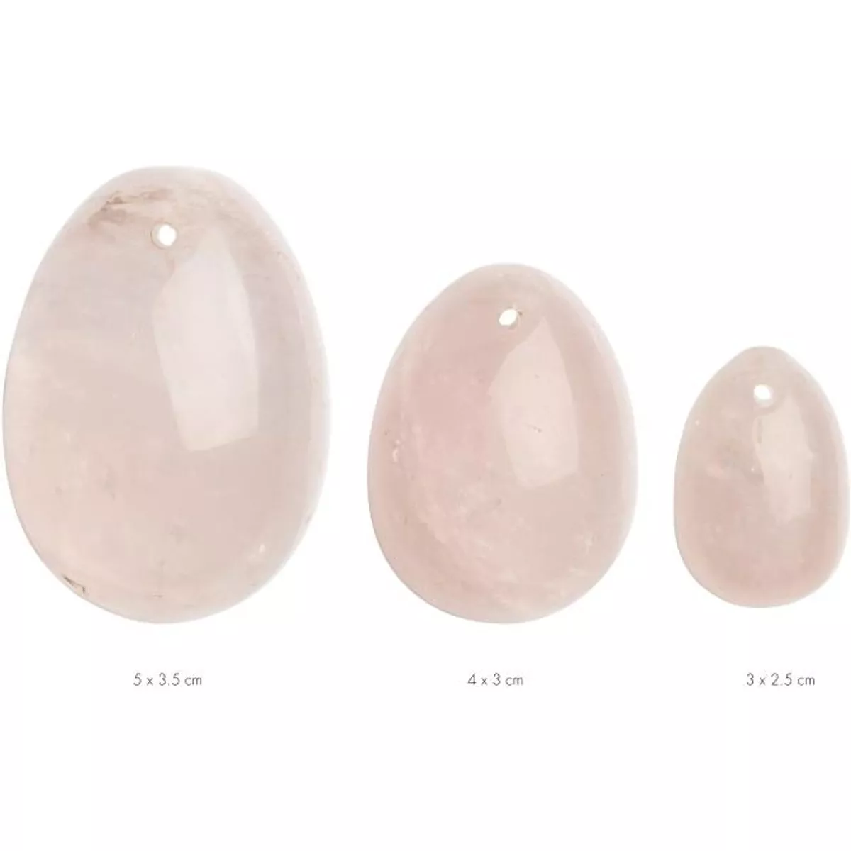 La Gemmes - Juego de huevos Yoni de 3 piezas rosa - Cuarzo rosa