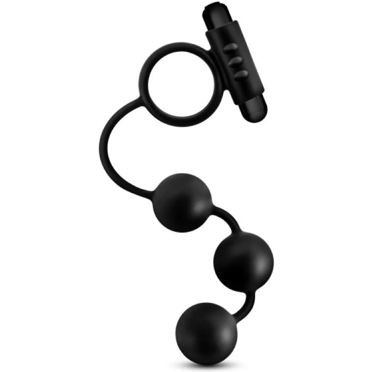 Anal Adventures - Platino - Cuentas anales con anillo vibrador para el pene
