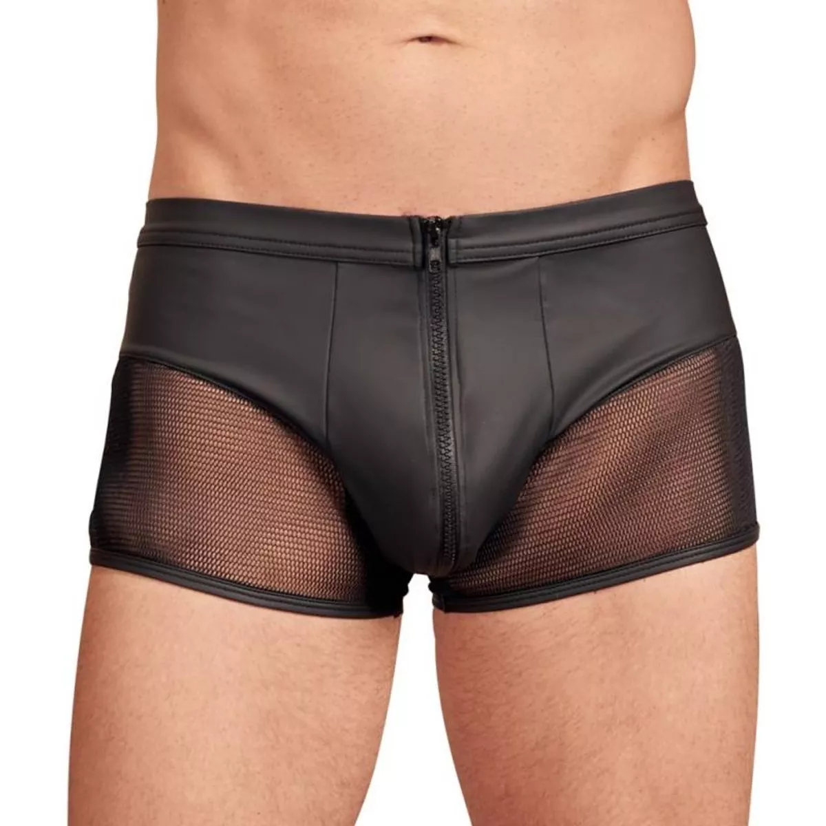 Bóxer de hombre con cremallera y aspecto de cuero - Negro