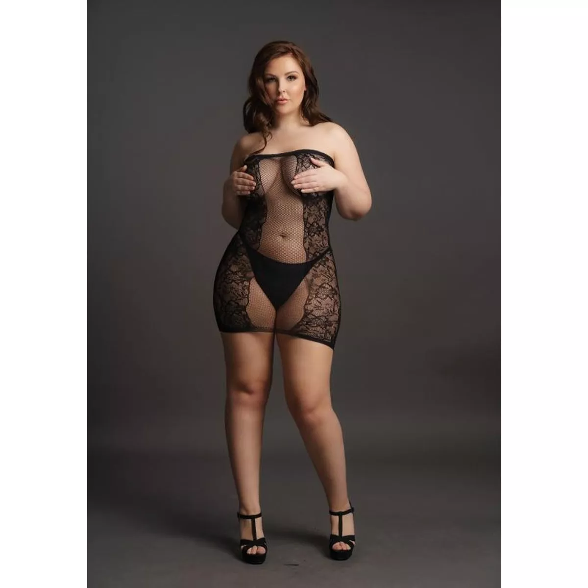 Mini vestido curvy sin tirantes