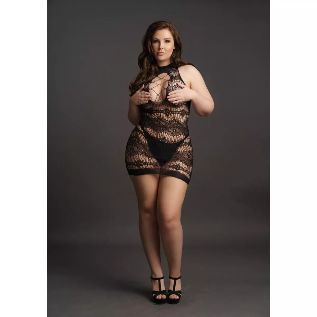 Mini vestido curvy con cuello cruzado