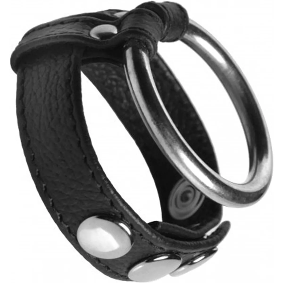 Strict Leather - Anillo de metal y cuero para el pene
