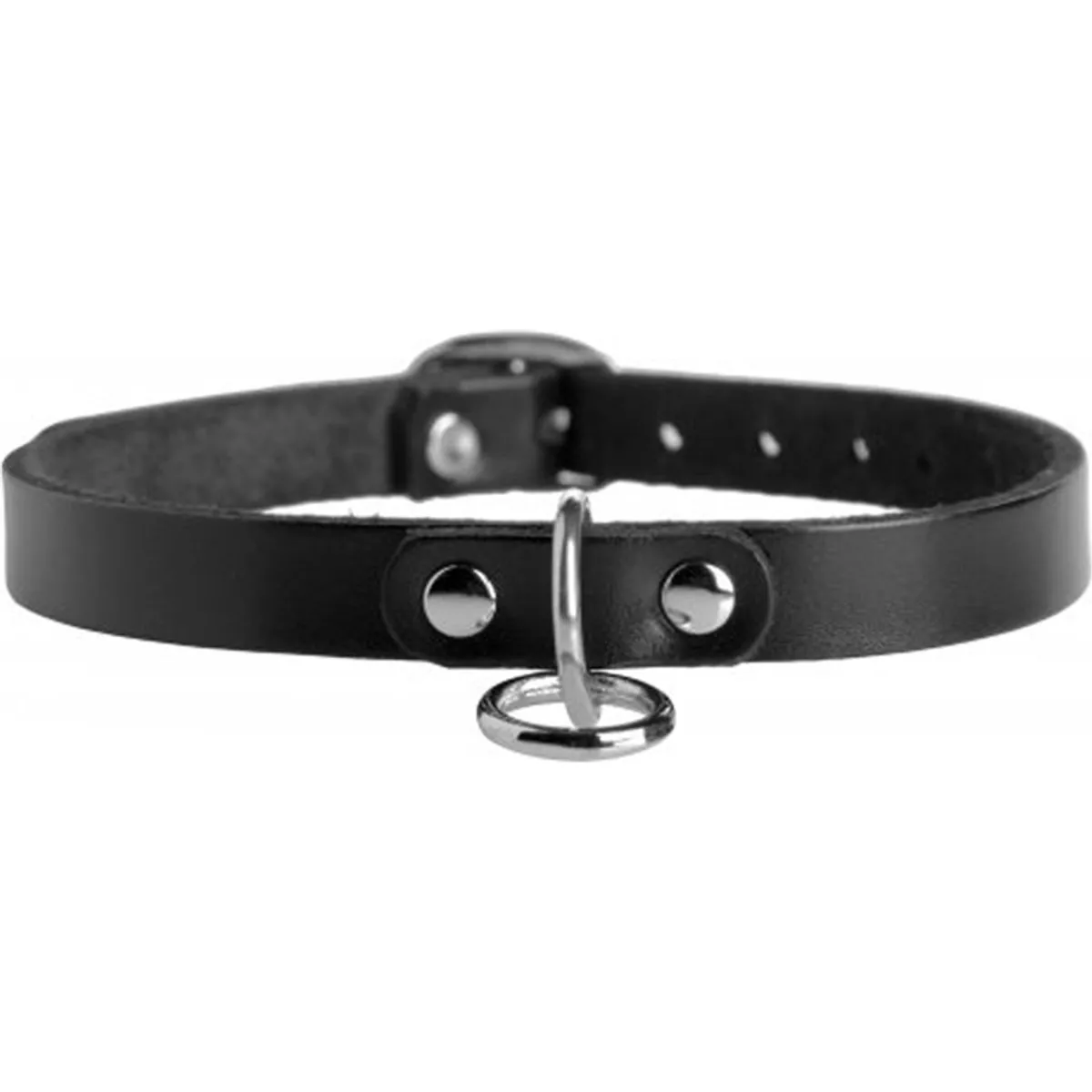 Gargantilla de cuero unisex con junta tórica