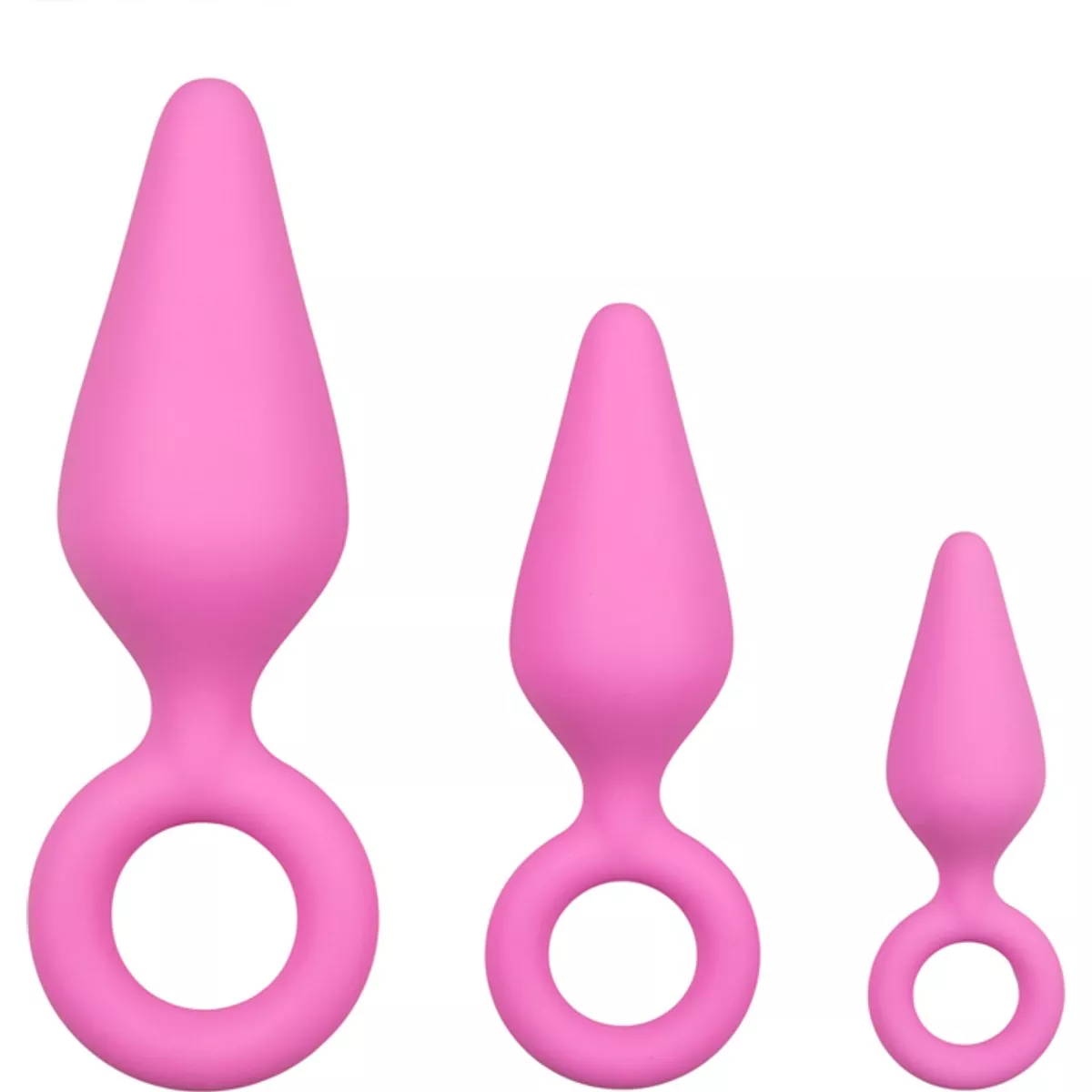 Tapones Para Traseros De Color Rosa Con Anillo De Tiro - Set En Oferta Tapones Para Traseros De Color Rosa Con Anillo De Tiro - Set