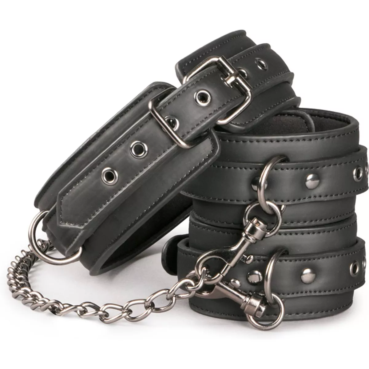 Collar de cuero con esposas para tobillos