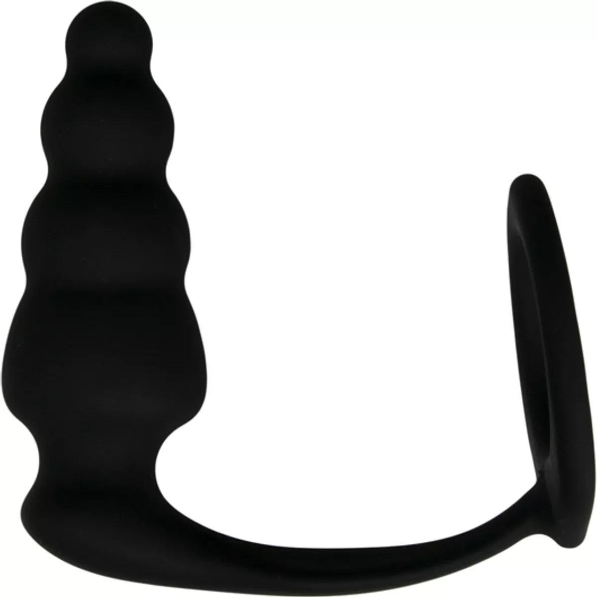 Anillo para pene con plug anal estriado