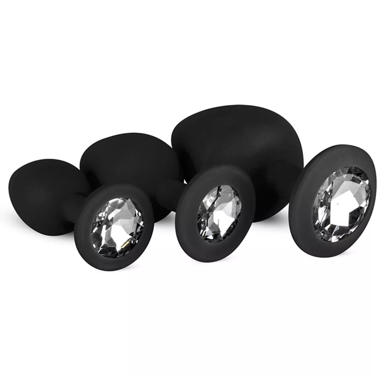 Juego De Plugs De Silicona Con Diamante - Negro En Oferta Juego De Plugs De Silicona Con Diamante - Negro